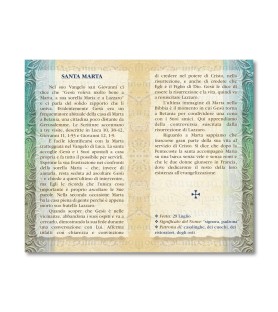 Biglietto con biografia e preghiera a Santa Marta