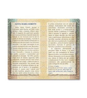 Biglietto con biografia e preghiera a Santa Maria Goretti