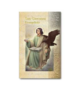 Biglietto con biografia e preghiera a San Giovanni Evangelista