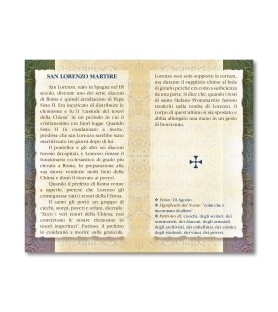 Biglietto con biografia e preghiera a San Lorenzo
