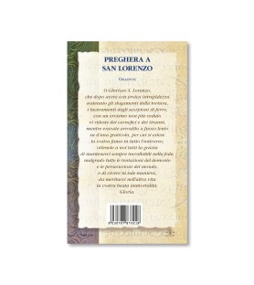 Biglietto con biografia e preghiera a San Lorenzo