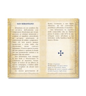 Biglietto con biografia e preghiera a San Sebastiano