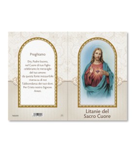 Pacco da 20 Biglietti in carta perlata con litanie al Sacro Cuore di Gesù