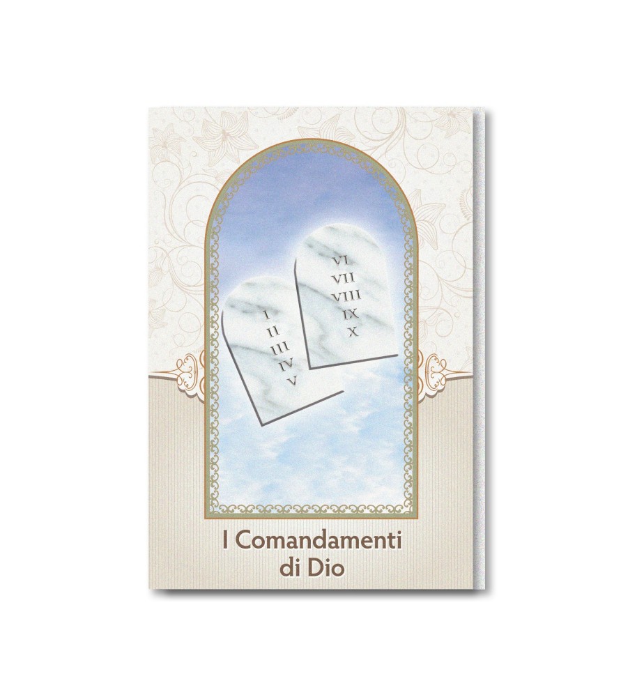 Pacco da 20 Biglietti in carta perlata con I Comandamenti di Dio Pacco da 20 Biglietti in carta perlata con I Comandamenti di Dio