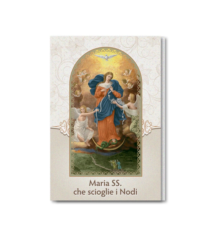 Pacco da 20 Biglietti in carta perlata con Maria che scioglie i nodi Pacco da 20 Biglietti in carta perlata con Maria che scioglie i nodi