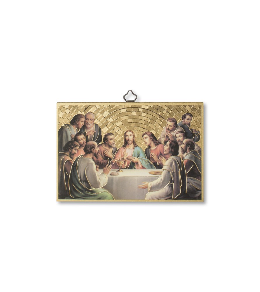 Quadretto in MDF con mosaico in lamina dorata dell'Ultima Cena Quadretto in MDF con mosaico in lamina dorata dell'Ultima Cena