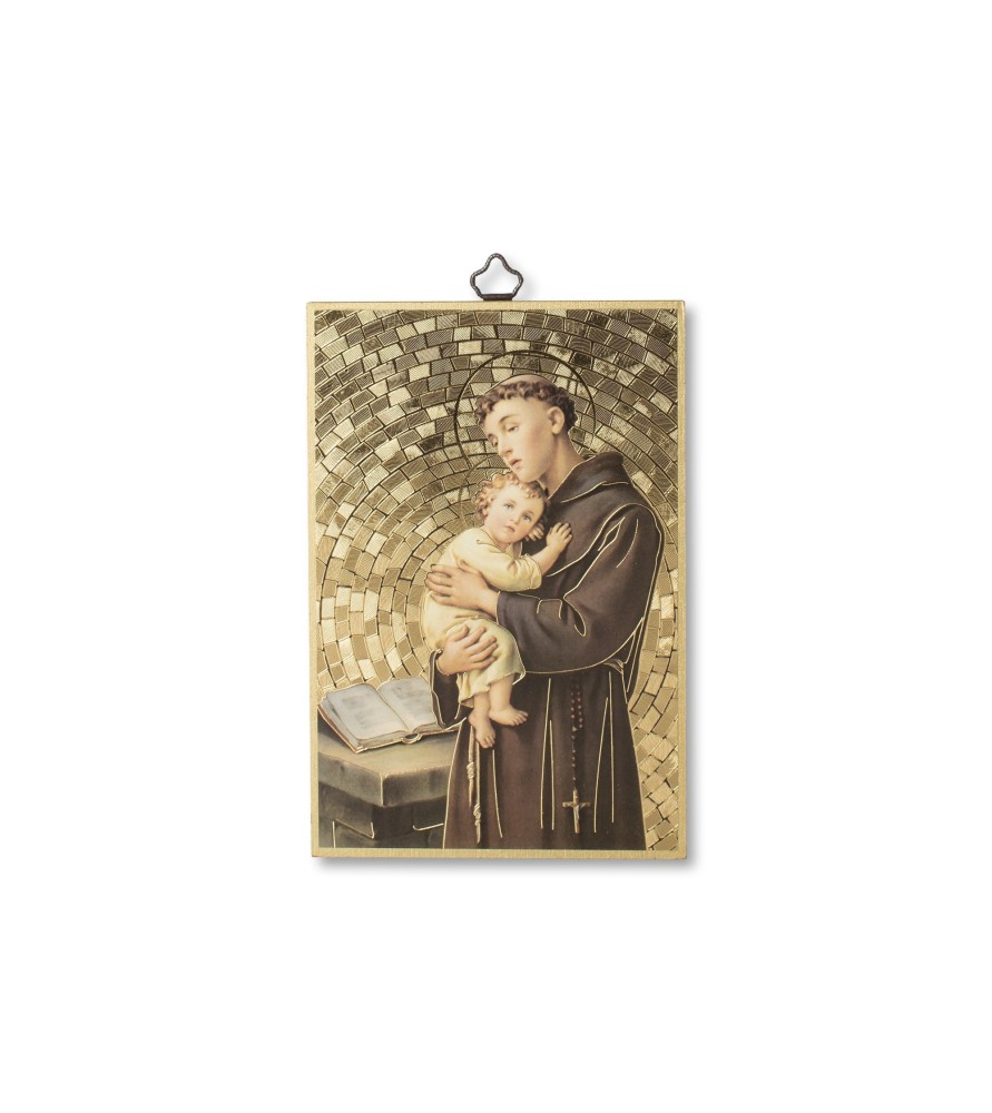 Quadretto in MDF con mosaico in lamina dorata di Sant'Antonio Quadretto in MDF con mosaico in lamina dorata di Sant'Antonio