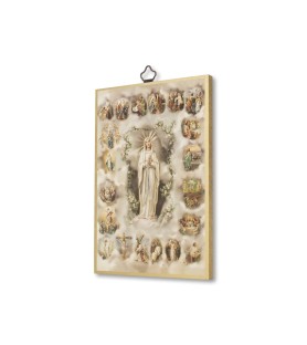 Quadretto in MDF con mosaico in lamina dorata dei Misteri del Santo Rosario