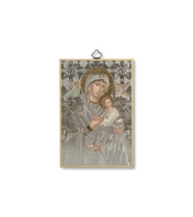 Quadretto in MDF con mosaico in lamina dorata del Perpetuo Soccorso
