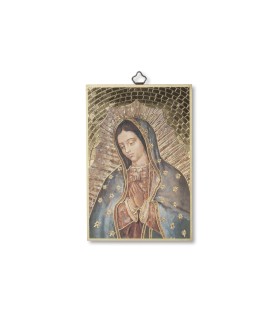 Quadretto in MDF con mosaico in lamina dorata della Madonna di Guadalupe