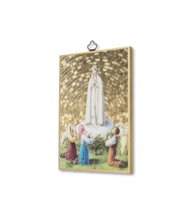 Quadretto in MDF con mosaico in lamina dorata della Madonna di Fatima