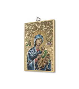 Quadretto in MDF con mosaico in lamina dorata del Perpetuo Soccorso