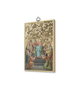 Quadretto in MDF con mosaico in lamina dorata della Pentecoste