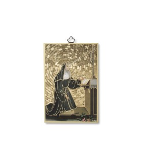 Quadretto in MDF con mosaico in lamina dorata di Santa Rita da Cascia