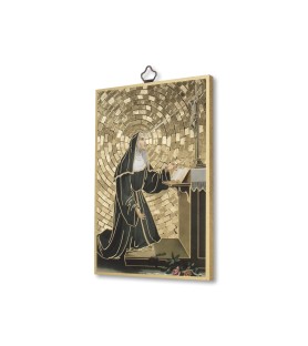 Quadretto in MDF con mosaico in lamina dorata di Santa Rita da Cascia