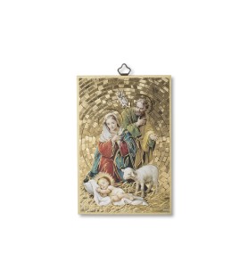 Quadretto in MDF con mosaico in lamina dorata della Natività