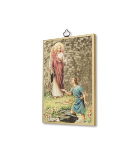 Quadretto in MDF con mosaico in lamina dorata di San Raffaele Arcangelo