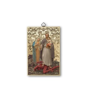 Quadretto in MDF con mosaico in lamina dorata di San Giuseppe protettore della Sacra Famiglia