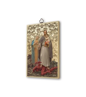 Quadretto in MDF con mosaico in lamina dorata di San Giuseppe protettore della Sacra Famiglia