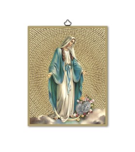 Quadretto in MDF con mosaico in lamina dorata della Miracolosa