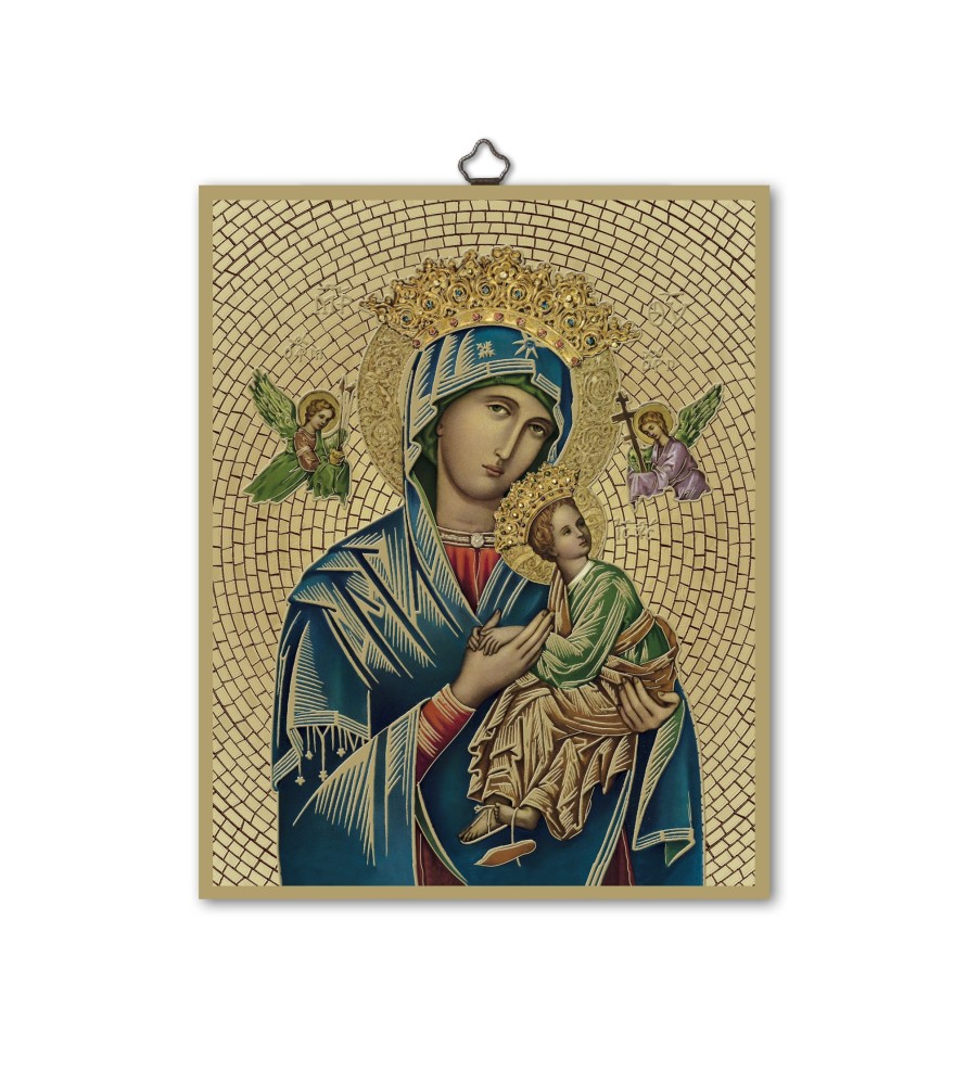 Quadretto in MDF con mosaico in lamina dorata del Perpetuo Soccorso Quadretto in MDF con mosaico in lamina dorata del Perpetuo Soccorso