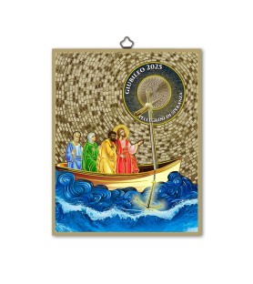 Quadretto in MDF con mosaico in lamina dorata del Giubileo