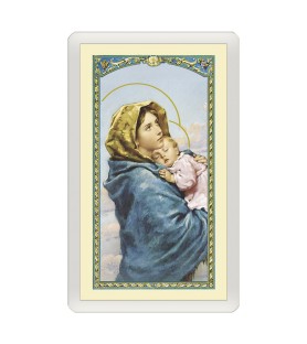 Confezione da 25 pezzi di un  Santino Plastificato Madonnina del Ferruzzi con preghiera a colori