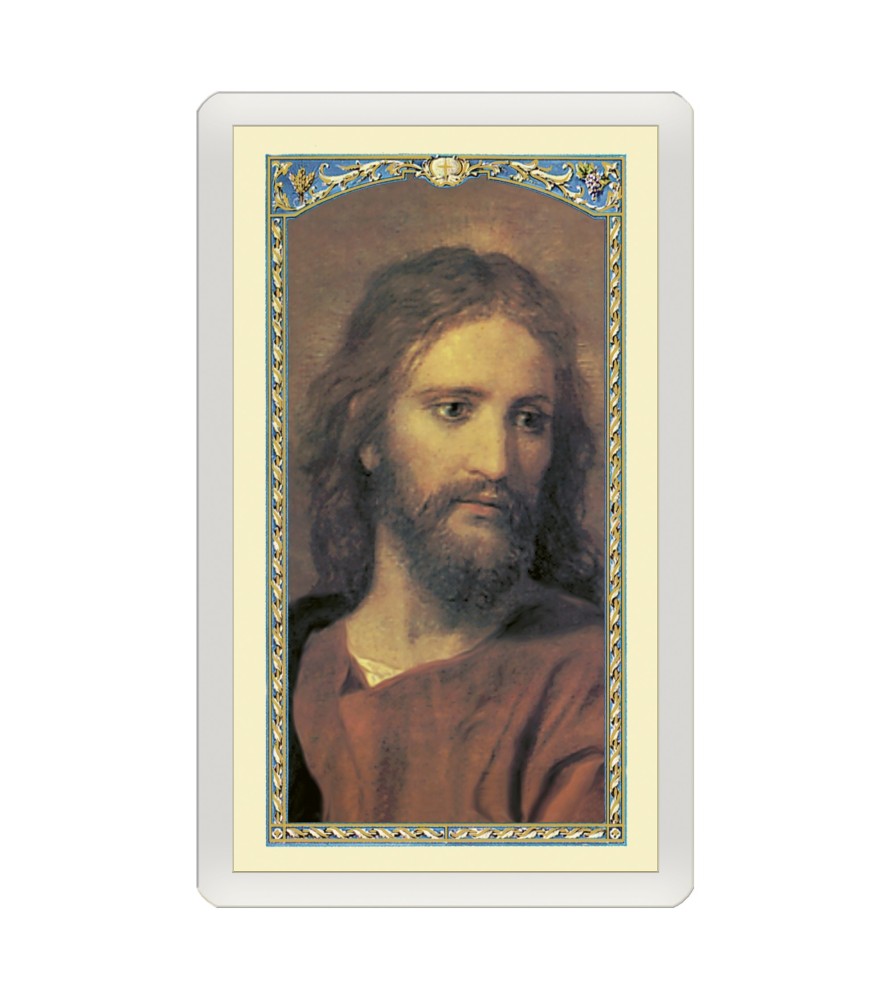 Confezione da 25 pezzi di un Santino Plastificato Gesù con preghiera a colori Confezione da 25 pezzi di un Santino Plastificato Gesù con preghiera a colori
