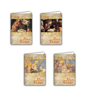 Set di 12 biglietti assortiti in cartoncino pregiato della Natività in elegante scatola regalo