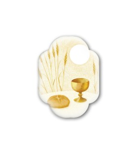Soprammobile magnetico sagomato in resina porcellanata con i simboli eucaristici