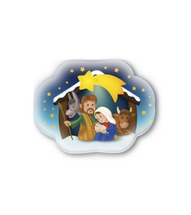 Soprammobile magnetico sagomato in resina porcellanata con presepe per bambini