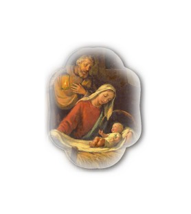 Soprammobile magnetico sagomato in resina porcellanata con Natività in primo piano