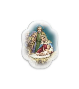 Soprammobile magnetico sagomato in resina porcellanata presepe con pastori