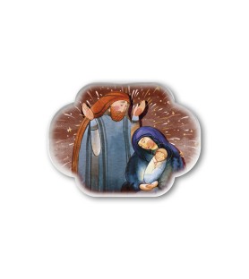 Soprammobile magnetico sagomato in resina porcellanata con Natività