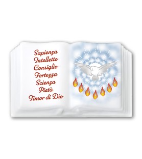Magnete in resina porcellanata a forma di libro con simboli eucaristici della Cresima doni,Spirito Santo