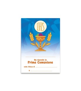 Croce in resina porcellanata di Prima Comunione con diploma