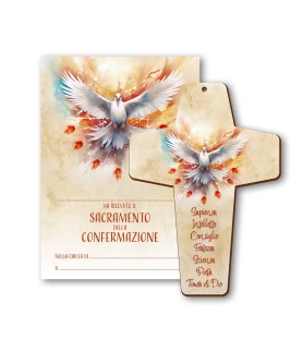 Croce in MDF con simbologia eucaristica di Cresima