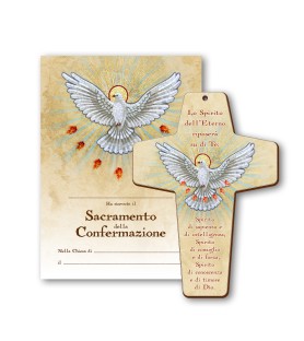 Croce in MDF con simbologia eucaristica della Cresima