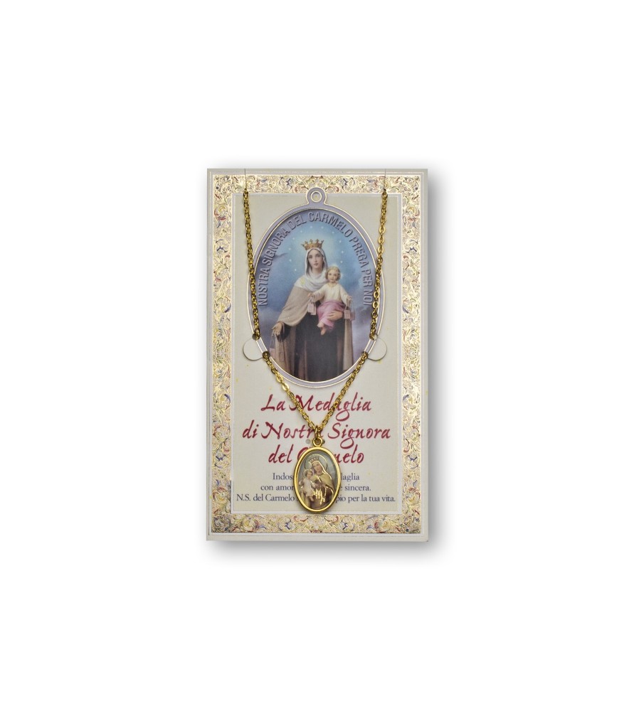 Biglietto con medaglia e preghiera Madonna del Carmelo Biglietto con medaglia e preghiera Madonna del Carmelo