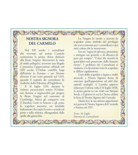 Biglietto con medaglia e preghiera Madonna del Carmelo