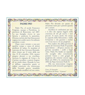 Biglietto con medaglia e preghiera Padre Pio