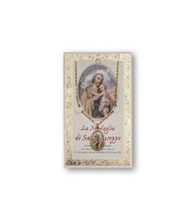 Biglietto con medaglia e preghiera San Giuseppe