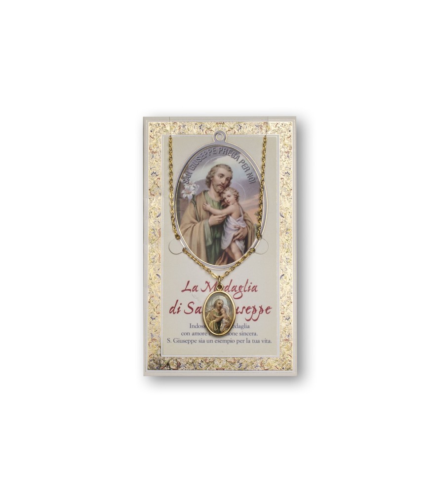 Biglietto con medaglia e preghiera San Giuseppe
