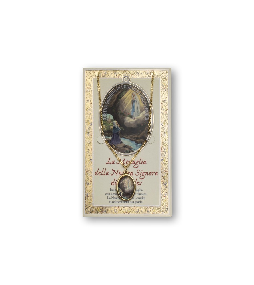 Biglietto con medaglia e preghiera Madonna di Lourdes Biglietto con medaglia e preghiera Madonna di Lourdes