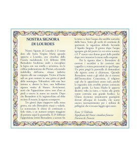 Biglietto con medaglia e preghiera Madonna di Lourdes