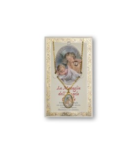 Biglietto con medaglia e preghiera Angelo Custode