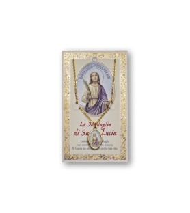 Biglietto con medaglia e preghiera Santa Lucia