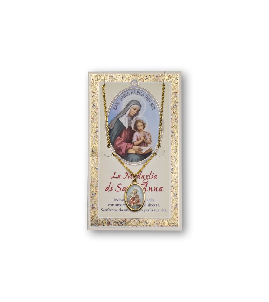Biglietto con medaglia e preghiera Sant'Anna