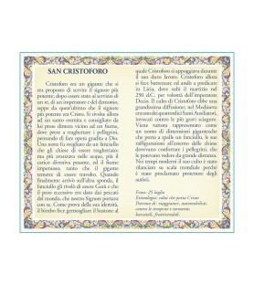 Biglietto con medaglia e preghiera San Cristoforo