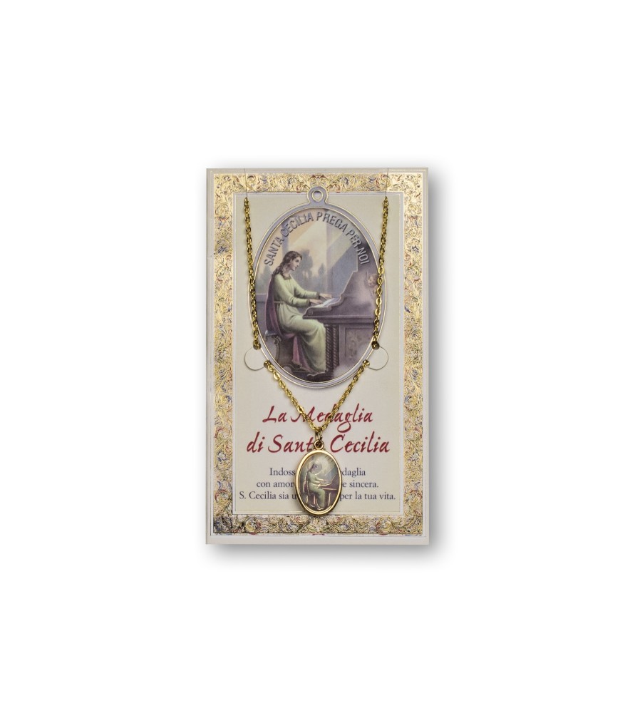 Biglietto con medaglia e preghiera Santa Cecilia Biglietto con medaglia e preghiera Santa Cecilia